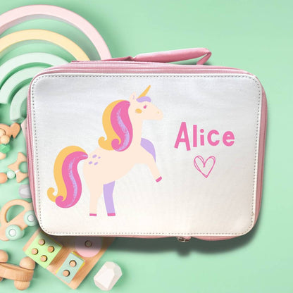 Custom Pink Lunchbox Lunchbag Cooler with Zip - School / Work / Child / Adult - Personalise with Name