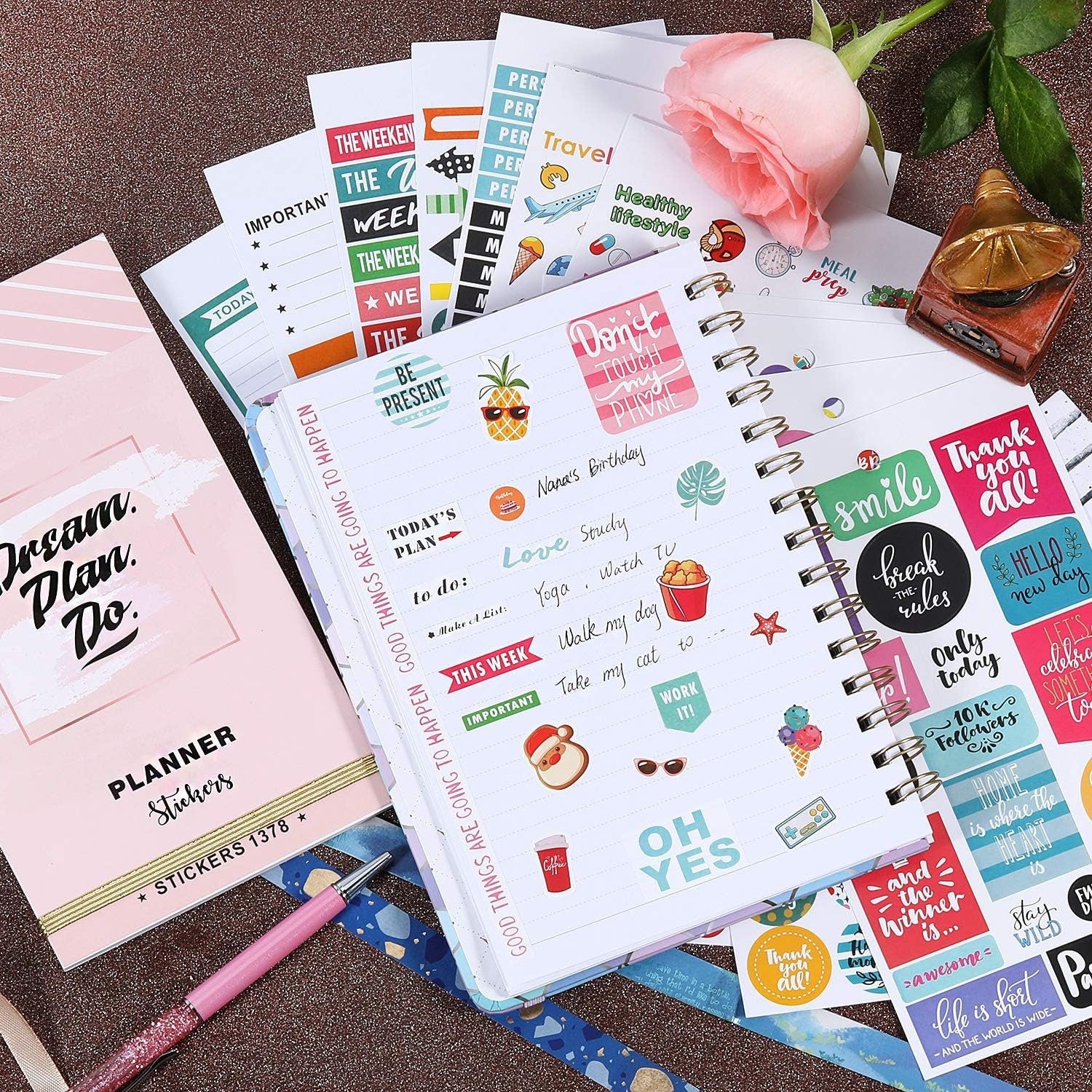 Planner Stickers - 28 Sheets, 1378 Stunning Design Accessories for Journals and Calendars, Essential Planner Accessories - Green