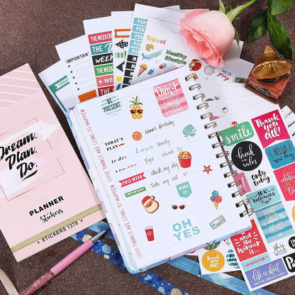 Planner Stickers - 28 Sheets, 1378 Stunning Design Accessories for Journals and Calendars, Essential Planner Accessories - Green