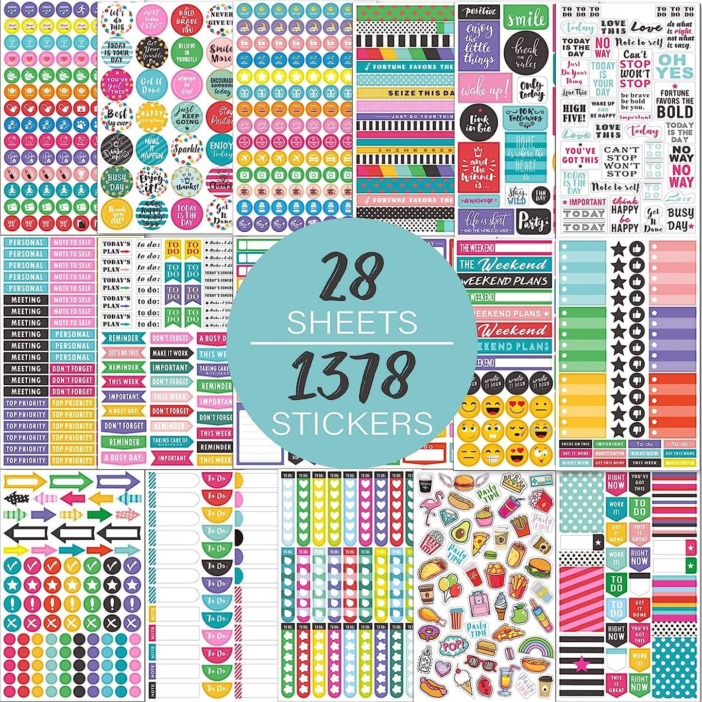 Planner Stickers - 28 Sheets, 1378 Stunning Design Accessories for Journals and Calendars, Essential Planner Accessories - Green