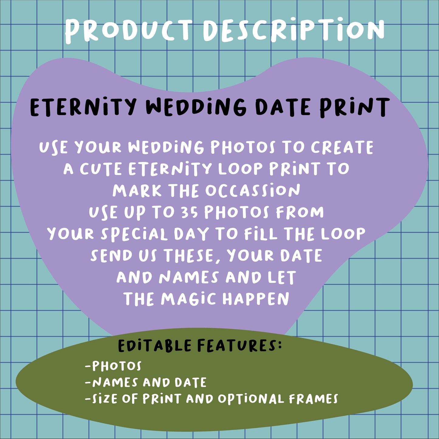 Wedding Print- Eternity print- Wedding photos- commemorate- Personalised- Custom print- Digital- A4- A3- Framed- couples gift- Home Decor