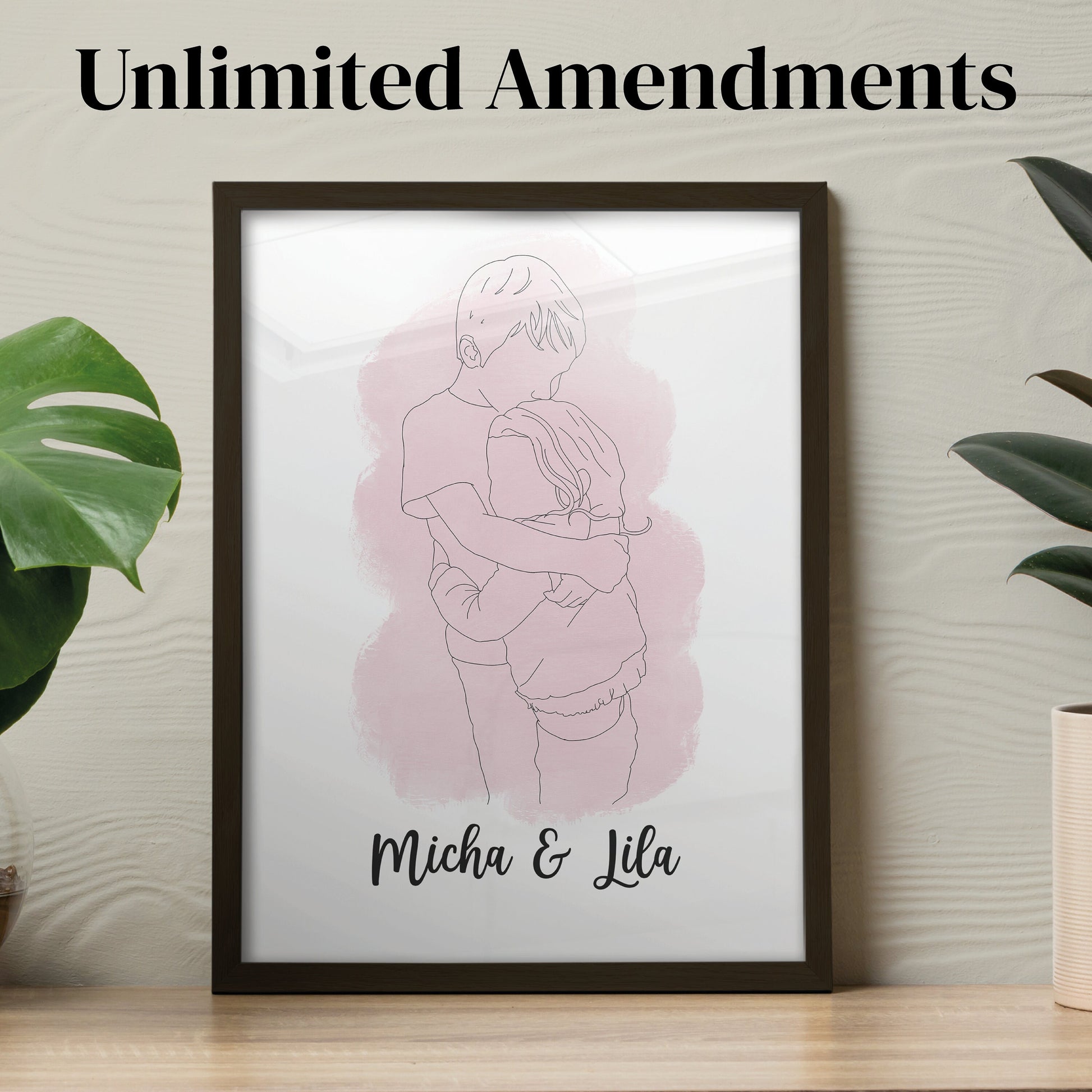 Custom Line Drawing Print- Hand Drawn from image- With name- Personalised- Custom print- Digital- A4- A3- Framed- Home Decor