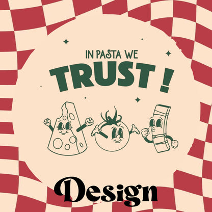 In Pasta We Trust - Retro Aesthetic Tote Bag - Custom Colour - Eco Friendly - Recycled Materials