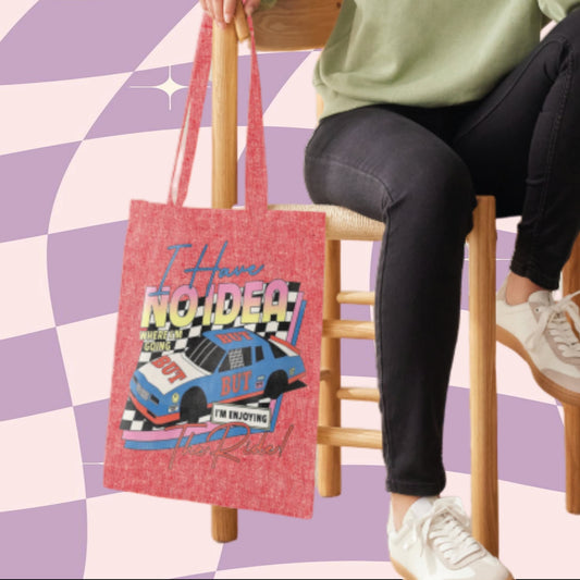 I'm Enjoying The Ride - Retro Aesthetic Tote Bag - Custom Colour - Eco Friendly - Recycled Materials