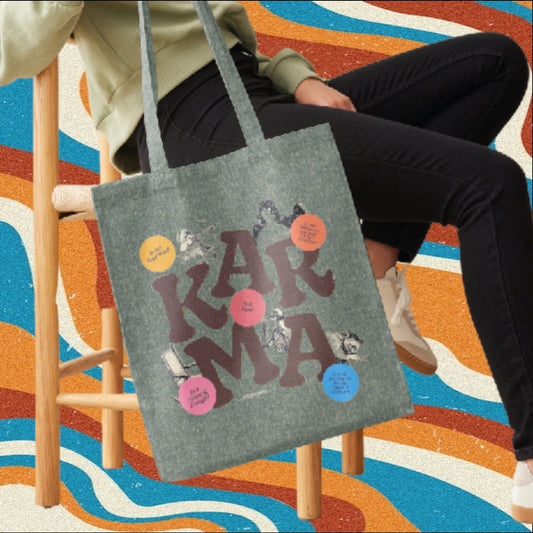 Retro Karma Tote - Retro Aesthetic Tote Bag - Custom Colour - Eco Friendly - Recycled Materials