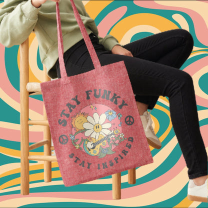 Stay Funky - Retro Aesthetic Tote Bag - Custom Colour - Eco Friendly - Recycled Materials
