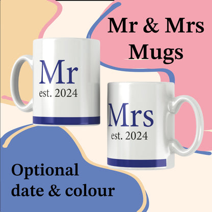 Mr & Mrs mug set - Couples - Married - Date - Personalised - Wedding gift - Anniversary Gift - Mug Set - Personalised Wedding Gift