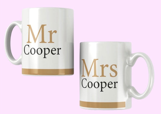 Mr & Mrs mug set - Couples - Married - Surname - Personalised - Wedding gift - Anniversary Gift - Mug Set - Personalised Wedding Gift