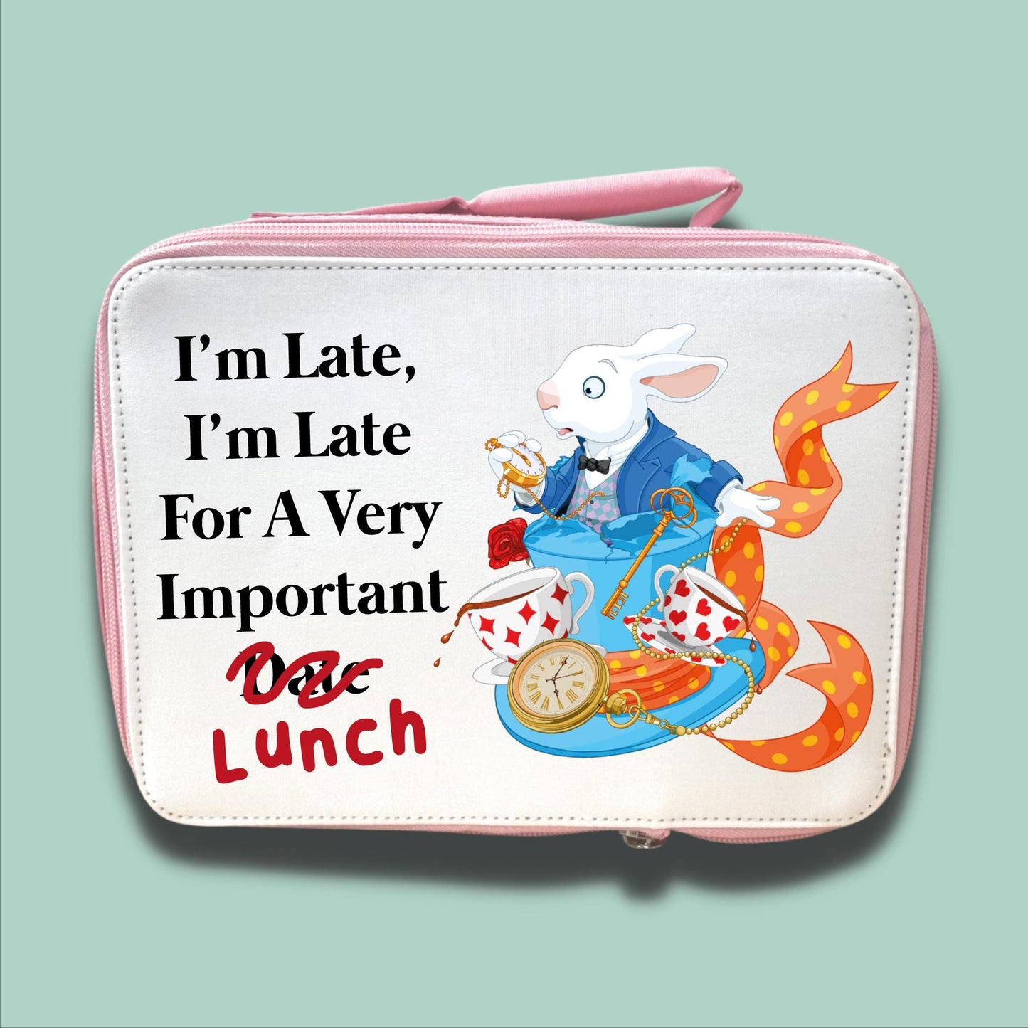 Children's Lunch Bag | Back to School Lunch Bag | Pink Girls Lunch Bag | White Rabbit Lunch Bag