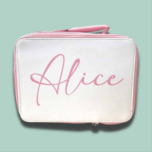 Personalised Children's Lunch Bag | Back to School Lunch Bag | Pink Girls Lunch Bag | Name Lunch Bag