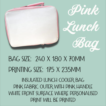 Personalised Children's Lunch Bag | Back to School Lunch Bag | Pink Girls Lunch Bag | Strawberry Lunch Bag