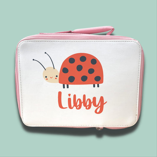 Personalised Children's Lunch Bag | Back to School Lunch Bag | Pink Girls Lunch Bag | LadyBird Lunch Bag