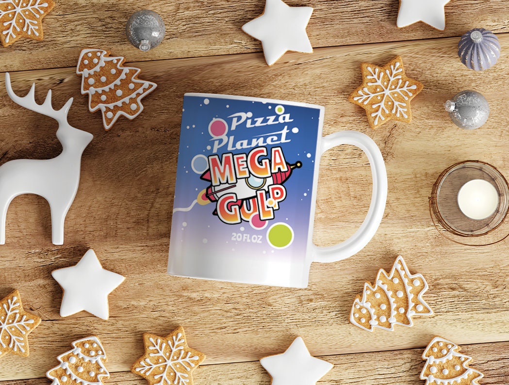 Retro Pizza Planet Novelty White 11oz Ceramic Mug - Christmas- Birthday-Furthers Day - Ideal Gift